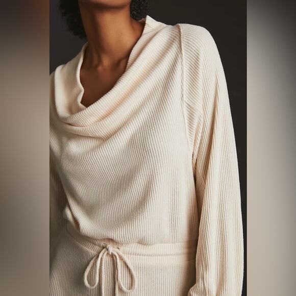 Anthropologie Daily Practice Cowl Neck Midi Dress Cream Sweater Dress Size XS - Picture 6 of 13